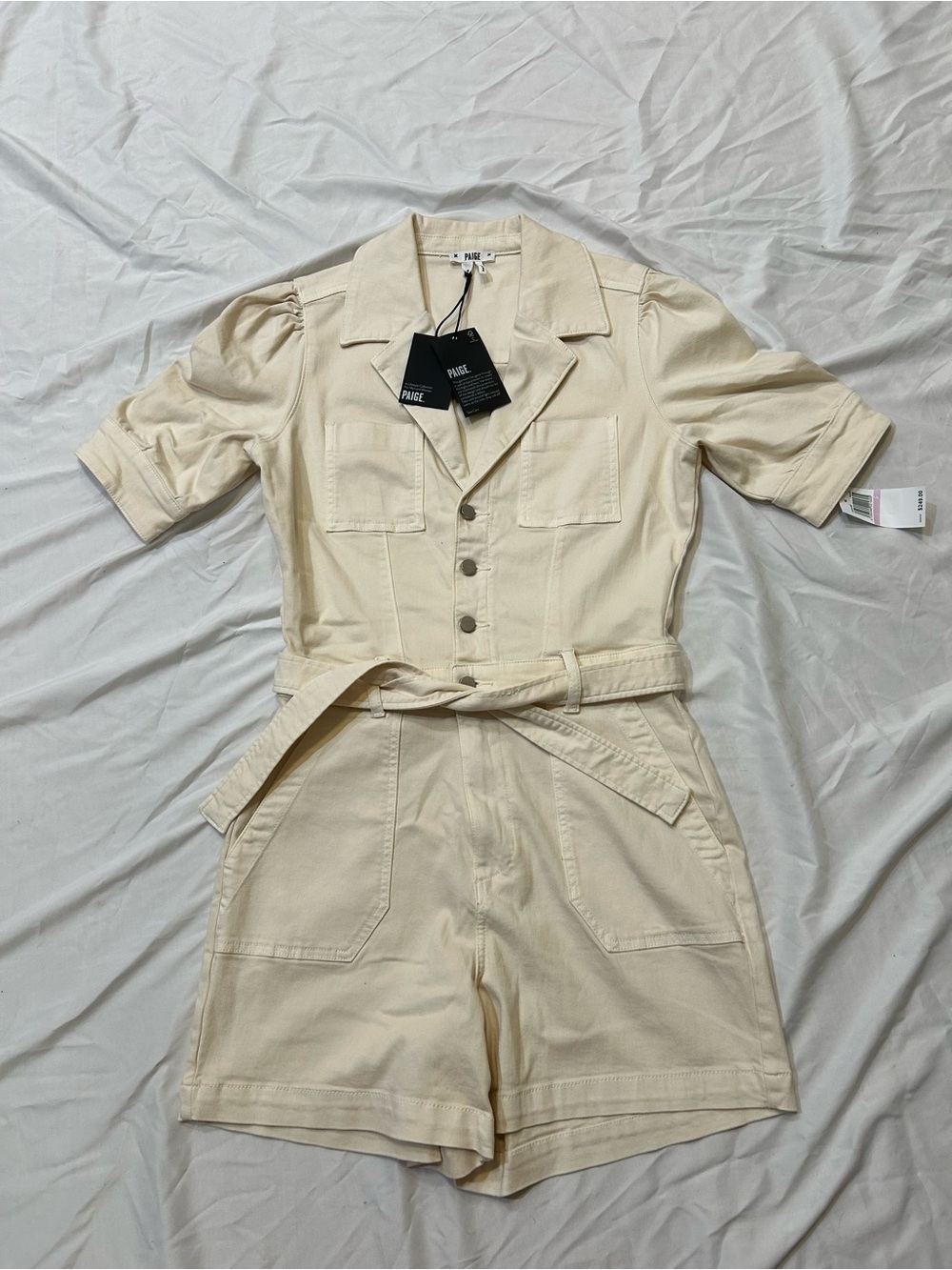 PAIGE Cream Short Sleeve Romper NWT
